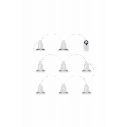 Tiffany Kerstklokjes Guirlande,  8 klokjes met LED, kleur zilver